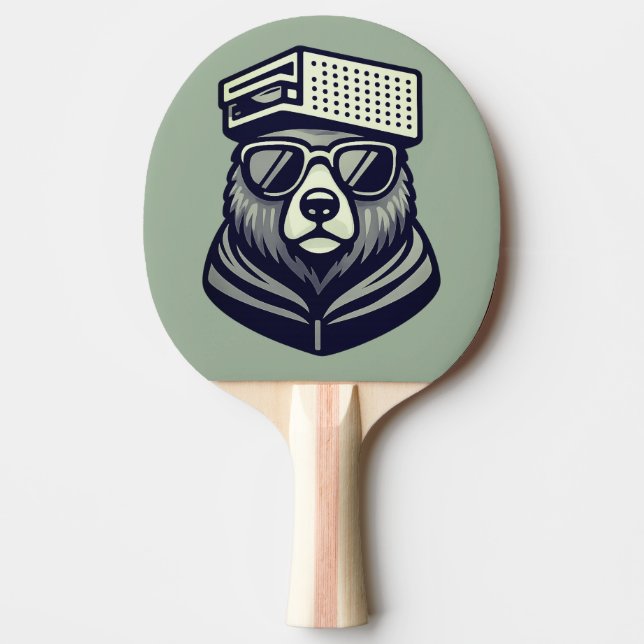 Pala De Ping Pong Funny Cute Bear With A Cheese Graters Hat  (Anverso)