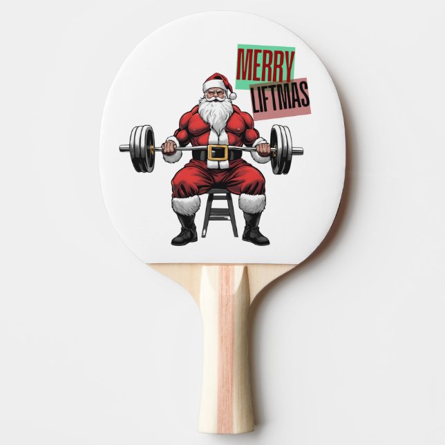 Pala De Ping Pong Funny Fitness Navidades Liftmas Barbell Santa (Anverso)