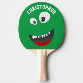 Pala De Ping Pong Funny Green Scary Face Novedad Nombre personalizad