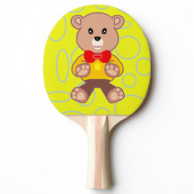 Funny Quirky Cute Bowtie Bear Ping Pong Paddle