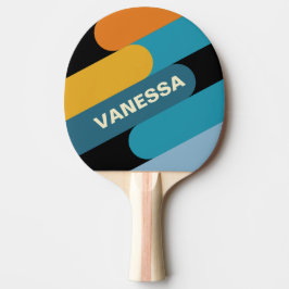 Pala De Ping Pong Fusión de Arcoíris Negro con Nombre