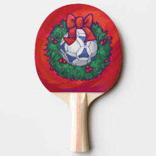 Pala De Ping Pong Futbal festivo en guerra en rojo