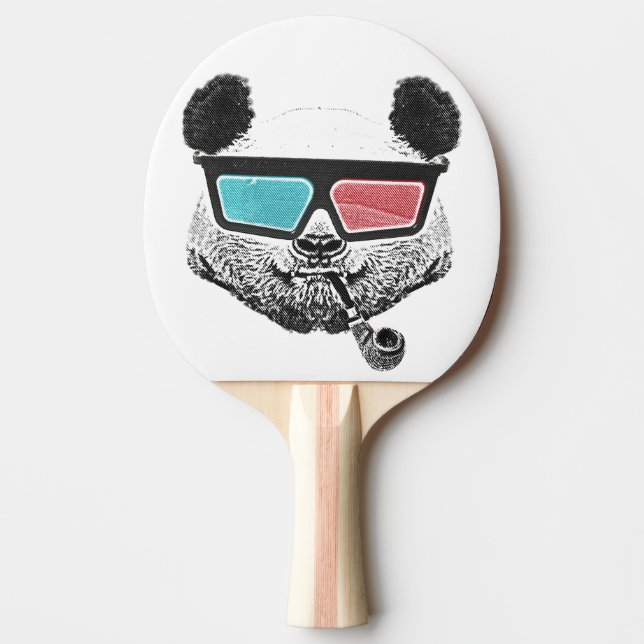 Pala De Ping Pong Gafas 3D de panda de época (Anverso)