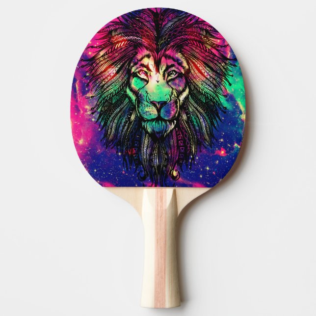 Pala De Ping Pong Galaxia Hipster del León Arcoiris (Anverso)