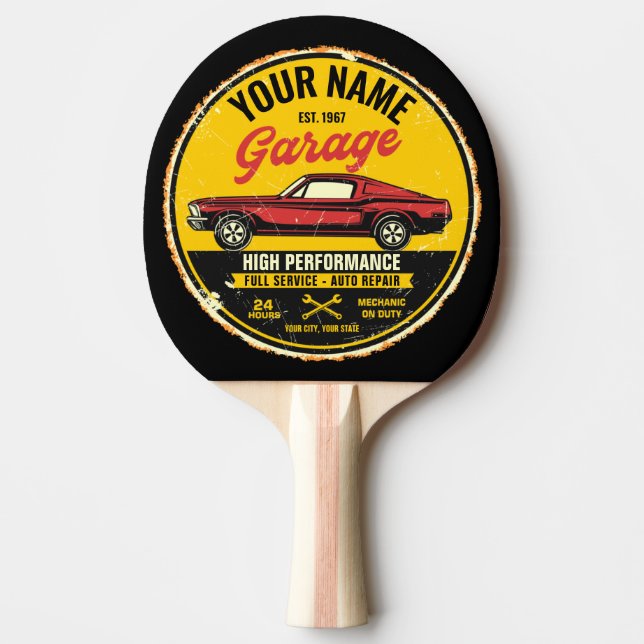 Pala De Ping Pong Garaje Fastback Red Classic para coches personaliz (Anverso)