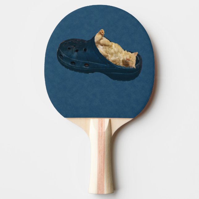 Pala De Ping Pong Gatito Fluffy Dormido En Zapatos De Croc, Gaddle (Anverso)