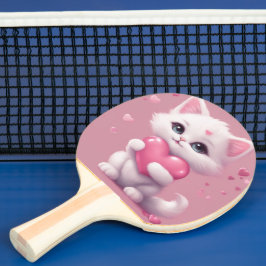 Pala De Ping Pong Gatito Fluffy White Love