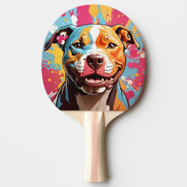 Pala De Ping Pong Gato abstracto con ojos amarillos