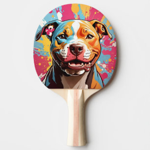 Pala De Ping Pong Gato abstracto con ojos amarillos