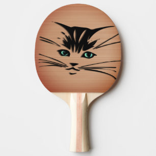 Pala De Ping Pong Gato de ojos verdes rústico 