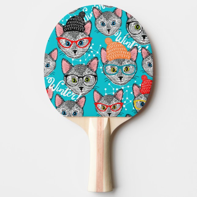 Pala De Ping Pong Gato en el gorra (Anverso)