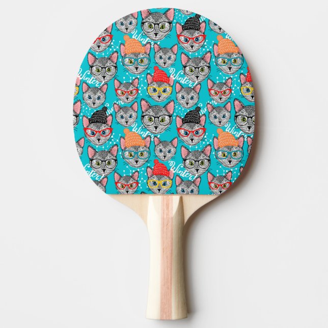 Pala De Ping Pong Gato en el gorra (Anverso)
