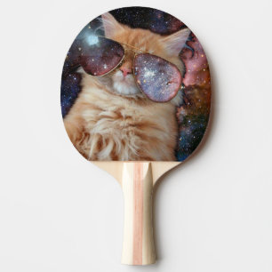 Pala De Ping Pong Gato espacial usando gafas de sol