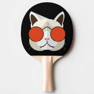 Pala De Ping Pong Gato Genial con Gafas de Sol