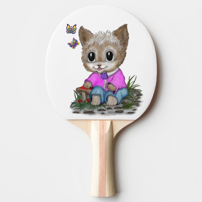 Pala De Ping Pong Gato Kitty y mariposa (Anverso)