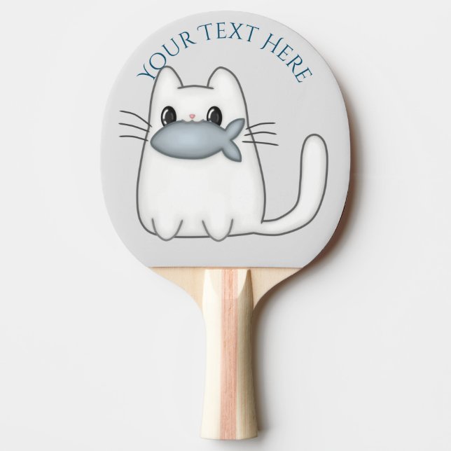 Pala De Ping Pong Gato lindo con pescado de premio (Anverso)