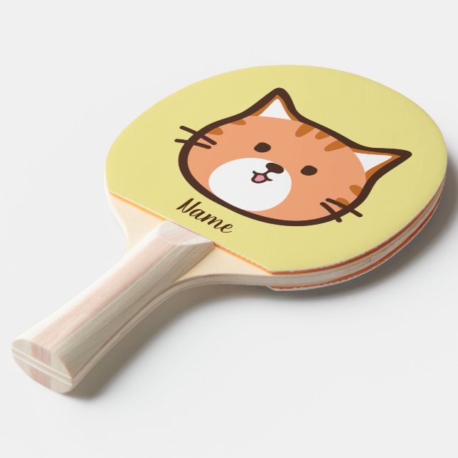 Pala De Ping Pong Gato lindo del dibujo animado (Ángulo frontal)