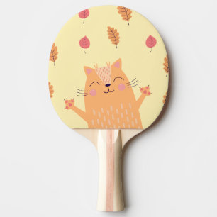 Pala De Ping Pong Gato naranja jengibre lindo jugando en las hojas d