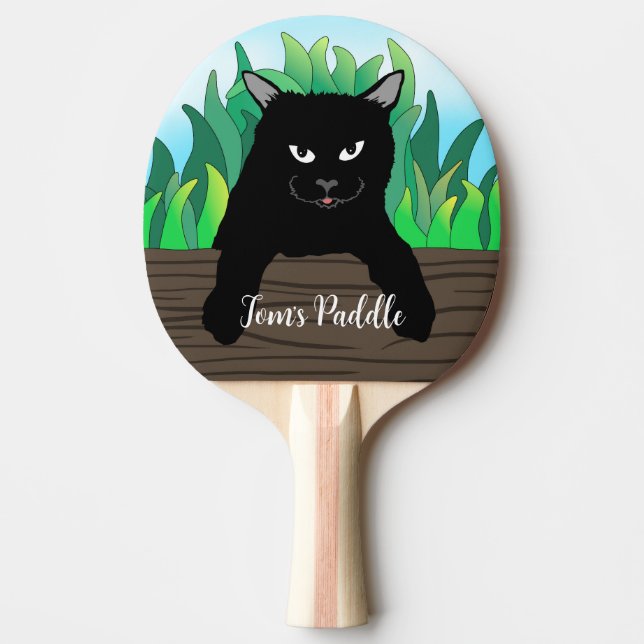 Pala De Ping Pong Gato negro (Anverso)