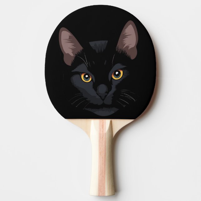 Pala de Ping Pong Gato Negro en la Oscuridad (Anverso)