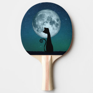 Pala De Ping Pong Gato Negro En Moonlight Ping Pong Paddle