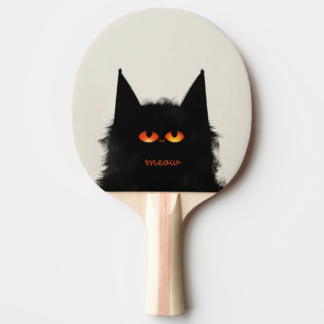 Pala De Ping Pong Gato negro gruñón (Anverso)