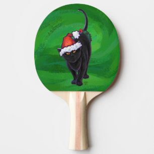 Pala De Ping Pong Gato negro navidad en verde