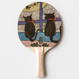 Pala De Ping Pong Gato negro Navidades Ping Pong Paddle
