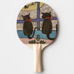 Pala De Ping Pong Gato negro Navidades Ping Pong Paddle