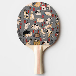 Pala De Ping Pong Gato Patrón Ukiyo-e Japonés Antiguo: Kuniyoshi