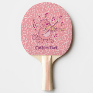 Pala De Ping Pong Gato rosado con violín Ping-Pong Paddle