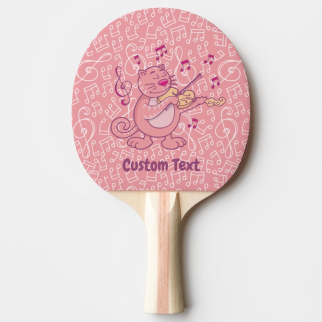 Pala De Ping Pong Gato rosado con violín Ping-Pong Paddle (Anverso)
