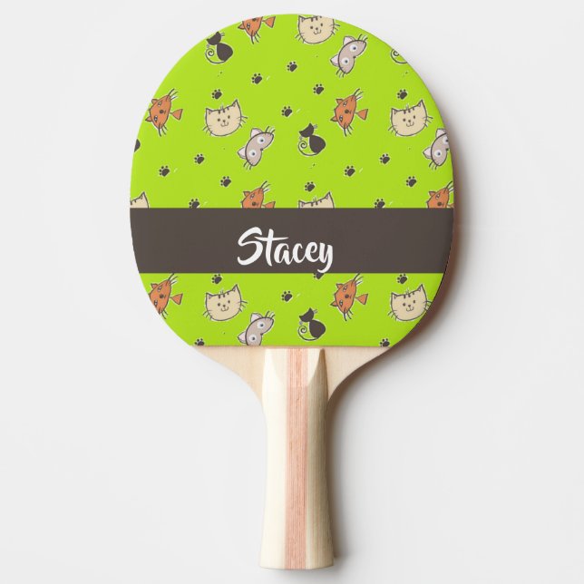 Pala De Ping Pong Gatos cortos en verde (Anverso)
