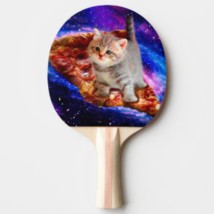 Pala De Ping Pong Gatos en pizza espacial