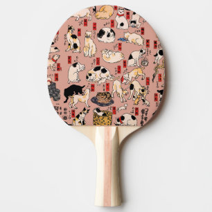 Pala De Ping Pong gatos japoneses Ukiyo-e Funny kitty