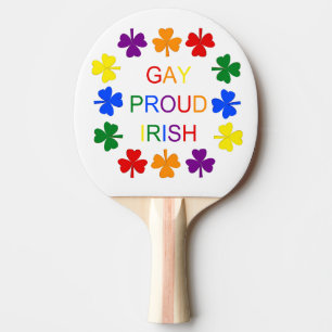 Pala De Ping Pong Gay Proud Irlandés LGBT Rainbow Shamrock