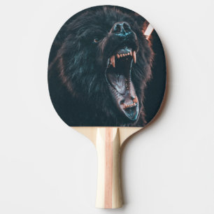 Pala De Ping Pong Gente de oso enojado joven de oso negro