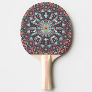 Pala De Ping Pong Geométrico azteca: patrón de círculo colorido