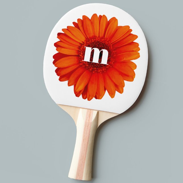 Pala De Ping Pong Gerbera Daisy Monograma Inicial (Subido por el creador)