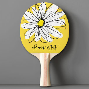 Pala De Ping Pong Gimnasio amarillo y blanco con texto Personalizado