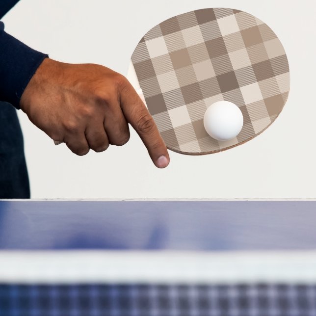 Pala De Ping Pong Gingham a cuadros bronceado tierra neutral  (in situ)