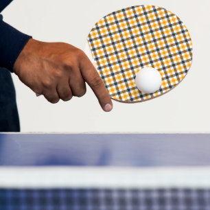 Pala De Ping Pong Gingham de cuadros amarillos, negros y blancos