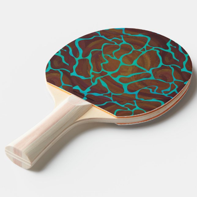 Pala De Ping Pong Giraffe Brown y la impresión Verde azulada (Ángulo frontal)