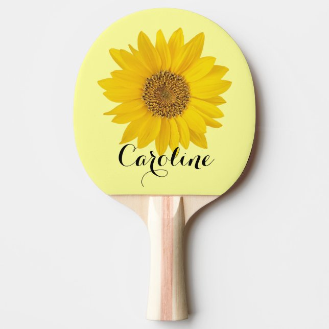 Pala De Ping Pong Girasol amarillo con nombre personalizado (Anverso)