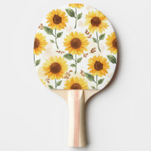 Pala De Ping Pong Girasoles Amarillos Acuarela Floral Caprichoso
