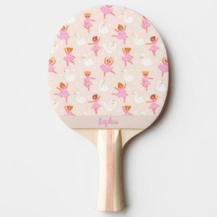 Pala De Ping Pong Girly Cute Rosa Ballerina Patrón Nombre personali