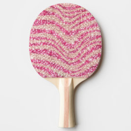 Pala De Ping Pong Girly Pink Blush Glitter Zebra Pattern            