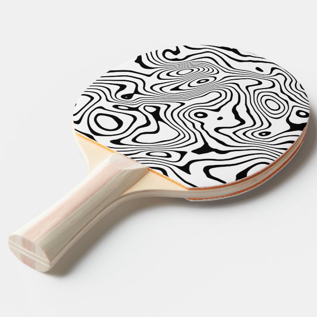 Pala De Ping Pong Giro líquido blanco negro Resumen Diseño (Ángulo frontal)