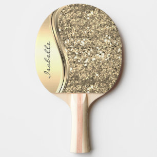 Pala De Ping Pong Glam Bling Rosa Gold Sparkle Metalizado personaliz