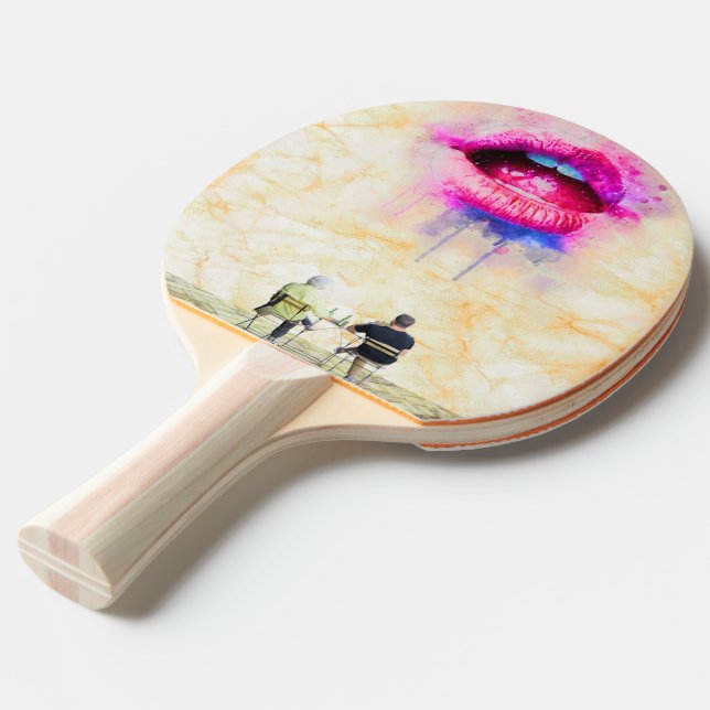 Pala De Ping Pong  Glamorous Pink Lip Illustration (Ángulo trasero)